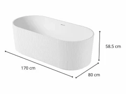Bañera Exenta|Bañera exenta acanalada acrílica blanca STRIA de 170 cm