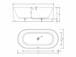 Bañera Exenta|Bañera exenta acanalada acrílica blanca STRIA de 170 cm