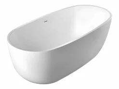 Shower & Design Bañera exenta acrílica ovalada blanca, 238L, 170 x 80 x 58 cm, NICA Blanco Best