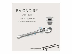 Bañera exenta BAÏA de acrílico de 170 cm Blanco Discount