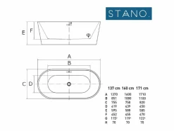 Bañera exenta BERWIN 137 cm^STANO Sale
