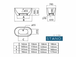 STANO Bañera Exenta|Bañera exenta BOSTON 156 cm