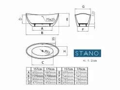 STANO Bañera Exenta|Bañera exenta BRIGHTON 170 cm