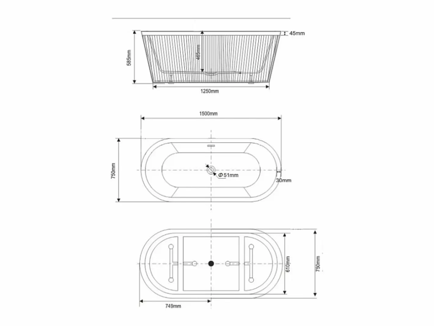 Bañera exenta CORBIN 150 cm^STANO