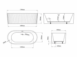 Shower & Design Bañera exenta de acrílico - mate - 230L - 170 x 75 x 58 cm - ALIENA Blanco Outlet