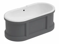 Shower & Design Bañera exenta estilo rústico chic, color mate, 161L, 152 x 74 x 60 cm, CAVASO Gris