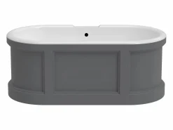 Shower & Design Bañera exenta estilo rústico chic, color mate, 161L, 152 x 74 x 60 cm, CAVASO Gris