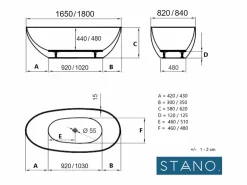 STANO Bañera exenta FLORIDA 180 cm Mate Blanco Hot