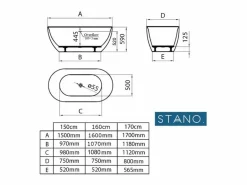 STANO Bañera Exenta|Bañera exenta LISBON 150 cm Mate