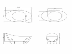 Shower & Design Bañera exenta NATALIA 1 plaza 170x75xAlt. 73cm Negro Discount