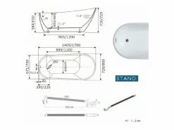 STANO Bañera Exenta|Bañera exenta OPRAH 140 cm