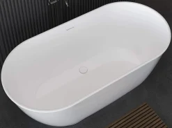 Bañera exenta ovalada blanca en acrílico, 210 L, 150 x 74 x 57 cm, MOBULA^Shower & Design Clearance