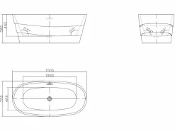Bañera exenta ovalada blanca en isla, 200L, 150 x 72 x 58 cm, DOMINIKA^Shower & Design Online