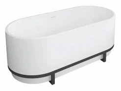 Shower & Design Bañera Con Patas|Bañera Exenta|Bañera exenta ovalada con acabados de metal - 230 L - 160 x 75 x 60 cm - - Acrílico - PLECO