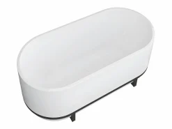 Shower & Design Bañera Con Patas|Bañera Exenta|Bañera exenta ovalada con acabados de metal - 230 L - 160 x 75 x 60 cm - - Acrílico - PLECO