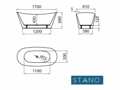STANO Bañera exenta PALMA 170 cm Mate Blanco Online