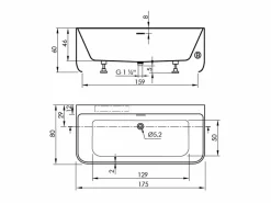 SANYCCES Bañera Exenta|Bañera exenta TRENTO MURO | 175 cm - Sin griferia