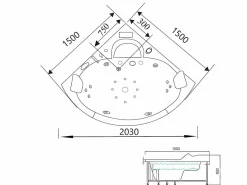 ELITESHOPPING Bañera De Hidromasaje|Bañera Rinconera|Bañera hidromasaje 150 X 150 cm Cromoterapia 12 jets - Mimosa