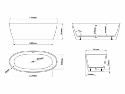 Shower & Design Bañera independiente blanca - 250 L - acrílico - 170 x 76 x 58 cm - YAMISA Blanco Sale