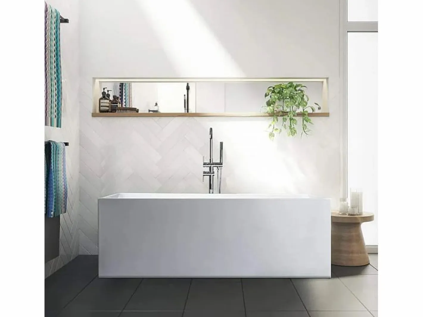 Bañera Exenta|Bañera Independiente Diseño Clásico Rectangular De Resina Eubea
