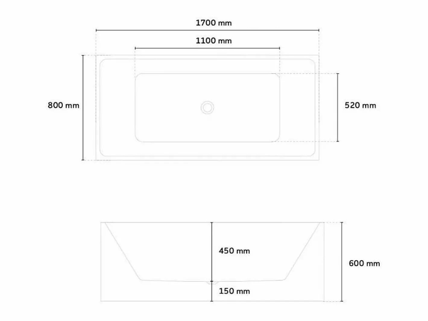 Bañera Exenta|Bañera Independiente Diseño Clásico Rectangular De Resina Eubea
