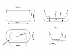 Bañera isla blanca mate - 130 x 74 x 60 cm - 195 L - CALDRIA^Shower & Design
