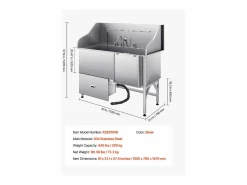 Bañera para Perros SucceBuy, Animales de Compañía Acero Inoxidable 155 cm, Rampita de Puerta Derecha Plateado New