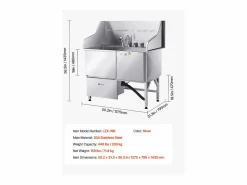 Bañera para Perros SucceBuy, Animales de Compañía Acero Inoxidable 127,5cm, Rampita de Puerta Derecha^