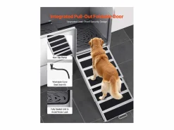Bañera para Perros SucceBuy, Animales de Compañía Acero Inoxidable 127,5cm, Rampita de Puerta Derecha^