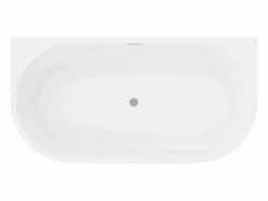 Shower & Design Bañera Semi Exenta|Bañera semi exenta ovalada blanca en acrílico, 175L, 130 x 71,5 x 58 cm, DIVINA