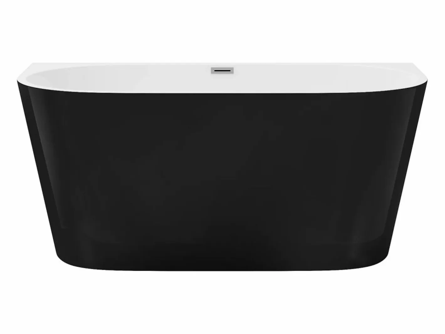Shower & Design Bañera semi exenta ovalada negra en acrílico, 200L, 149,5 x 75 x 58 cm, DIVINA Negro New