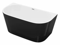 Shower & Design Bañera semi exenta ovalada negra en acrílico, 200L, 149,5 x 75 x 58 cm, DIVINA Negro New