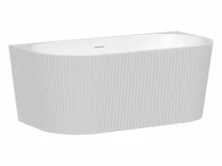 Shower & Design Bañera semi exenta rayada en acrílico, brillante, 170,5 x 80 x 58,5 cm, ZELINA Blanco New
