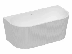 Shower & Design Bañera semi exenta rayada en acrílico, brillante, 170,5 x 80 x 58,5 cm, ZELINA Blanco New