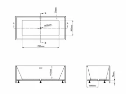 Bañera semi exenta rectangular blanca de 315 L, 170 x 80 x 58 cm, PIKAIA^Shower & Design Sale
