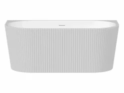 Shower & Design Bañera Semi Exenta|Bañera semi-exenta estriada de acrílico blanca, 206L, 149 x 75 x 58 cm, ZELINA