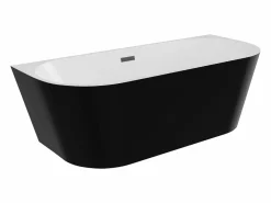 Shower & Design Bañera semi-exenta negra de acrílico, 255L, 180 x 75 x 58 cm, DIVINA Negro Online