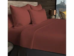 Soleil d'ocre Bajera ajustable de algodón 57 hilos 140x200 cm LISO Ladrillo Rojo New