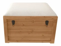 Baúl banco con cojín de lino - L. 80 x P. 40 x A. 53 cm - natural y beige - TURZA^OZAIA Sale