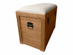 Baúl banco con cojín de lino - L. 80 x P. 40 x A. 53 cm - natural y beige - TURZA^OZAIA Sale