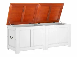 vidaxl Baúl de almacenaje con tapa madera de acacia marrón y Blanco Sale