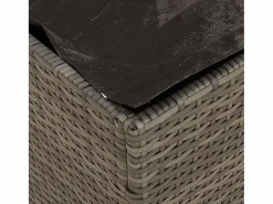 Baúl de almacenaje y azul marino con cojines de ratán y tela^