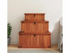 Baúl de almacenamiento 3 piezas de madera maciza de acacia^vidaxl