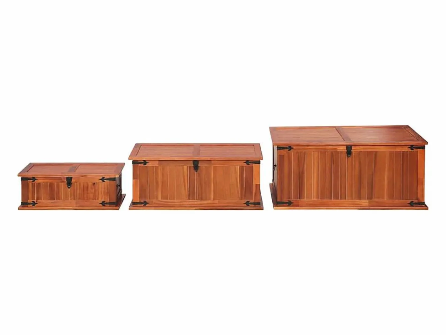 Baúl de almacenamiento 3 piezas de madera maciza de acacia^vidaxl