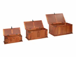 Baúl de almacenamiento 3 piezas de madera maciza de acacia^vidaxl
