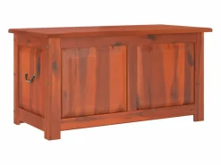 Baúl de almacenamiento con tapa madera maciza de acacia marrón ES732492^ New
