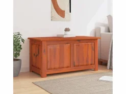 Baúl de almacenamiento con tapa madera maciza de acacia marrón ES732492^ New