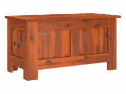 Baúl de almacenamiento con tapa madera maciza de acacia marrón ES387578 Marru00f3n Outlet