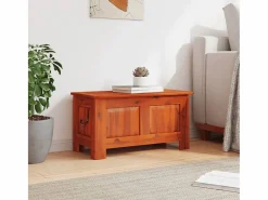 Baúl de almacenamiento con tapa madera maciza de acacia marrón ES387578 Marru00f3n Outlet