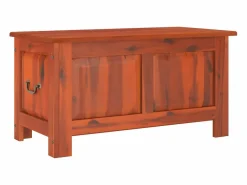 vidaxl Baúl de almacenamiento con tapa madera maciza de acacia marrón Color natural claro Hot